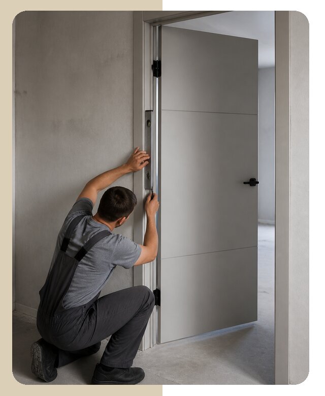 Устранение перекоса двери с регулировкой и ремонтом в Бугульме